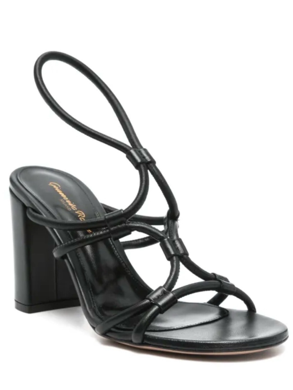 NEW Gianvito Rossi Napa Black Sandals Sz 38